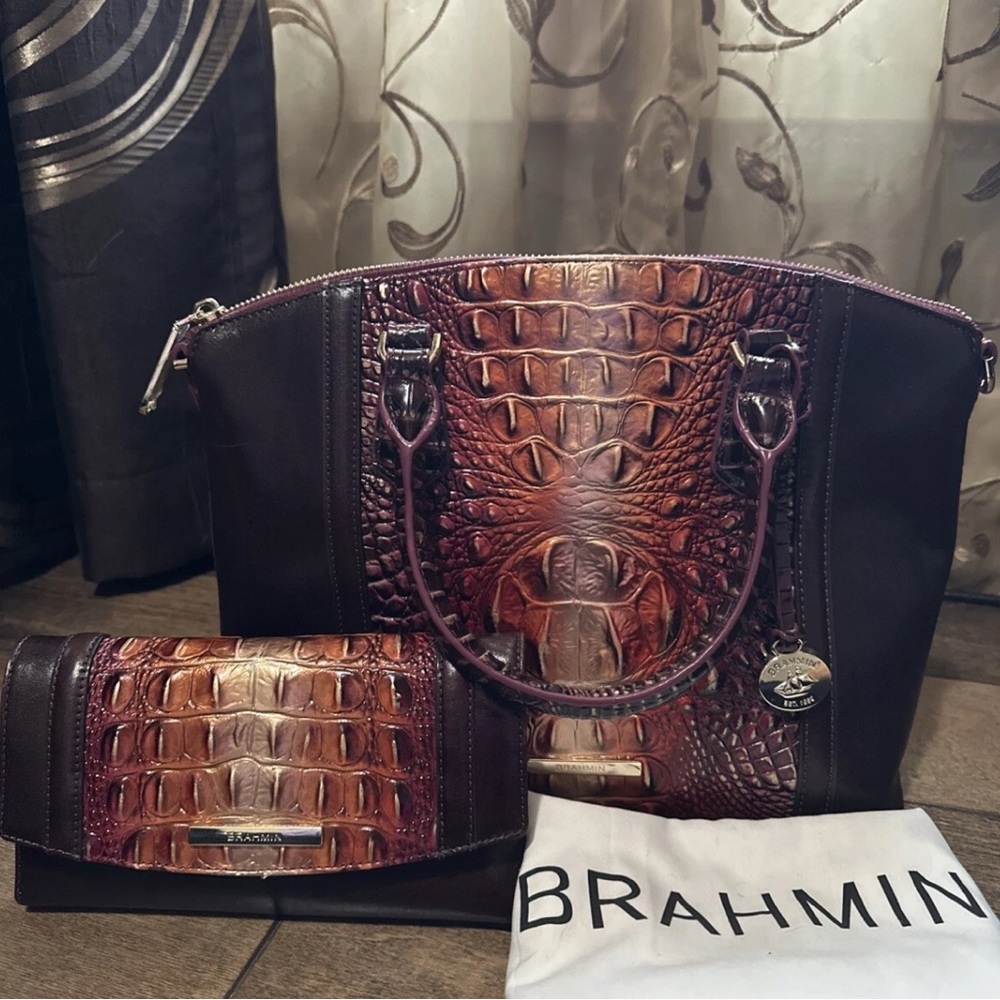 Brahmin Sunset Gables Small Duxbury  Shoulder Bag with matching wallet